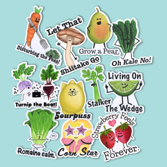 Farmers Market Sticker Pack | Fruit & Veggie Puns | Set of 11