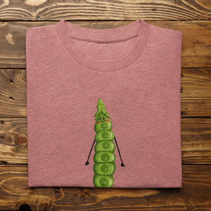 Folded heather mauve I’m About to Snap funny plant shirt on rustic wood background