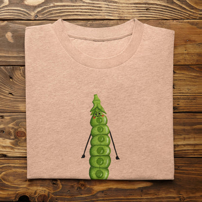 Folded heather peach I’m About to Snap gardening t-shirt on rustic wood background