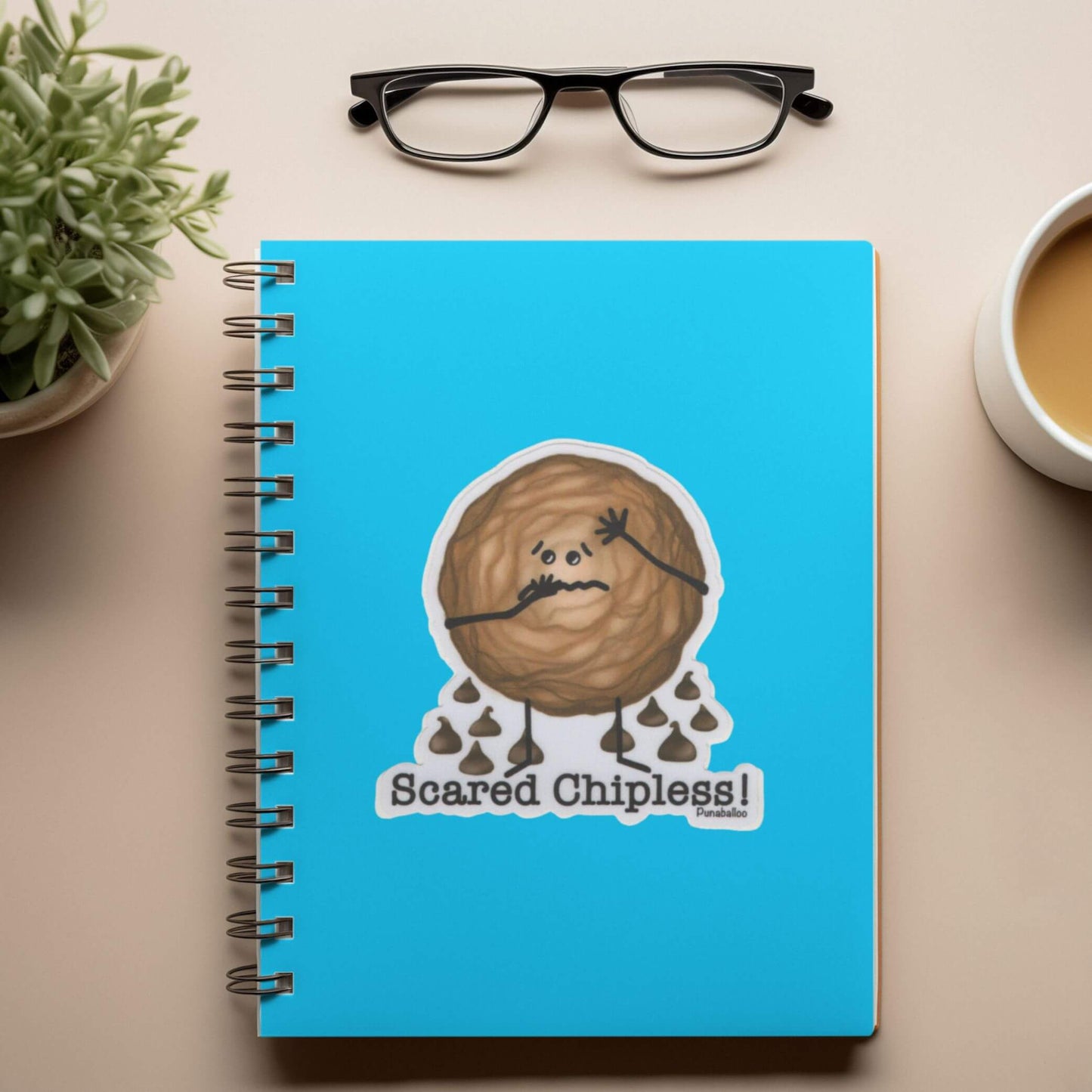 Funny Cookie Pun Sticker – “Scared Chipless” Vinyl Sticker, Waterproof & Durable