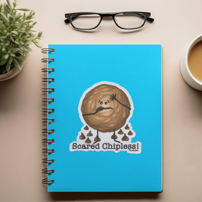 Funny Cookie Pun Sticker – “Scared Chipless” Vinyl Sticker, Waterproof & Durable