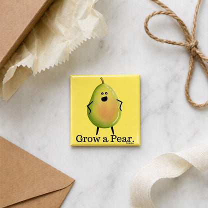 Grow a Pear funny pear magnet in a gift flat lay