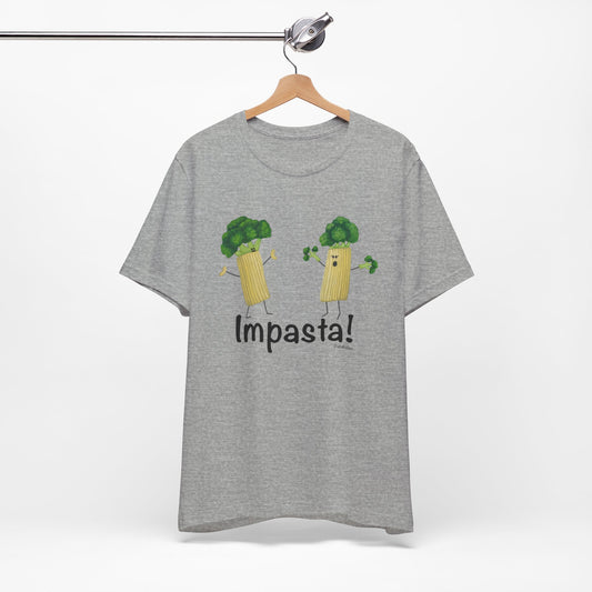 Impasta Adult Unisex Pasta Pun Short Sleeve T-Shirt - Athletic Heather Only - Punaballoo