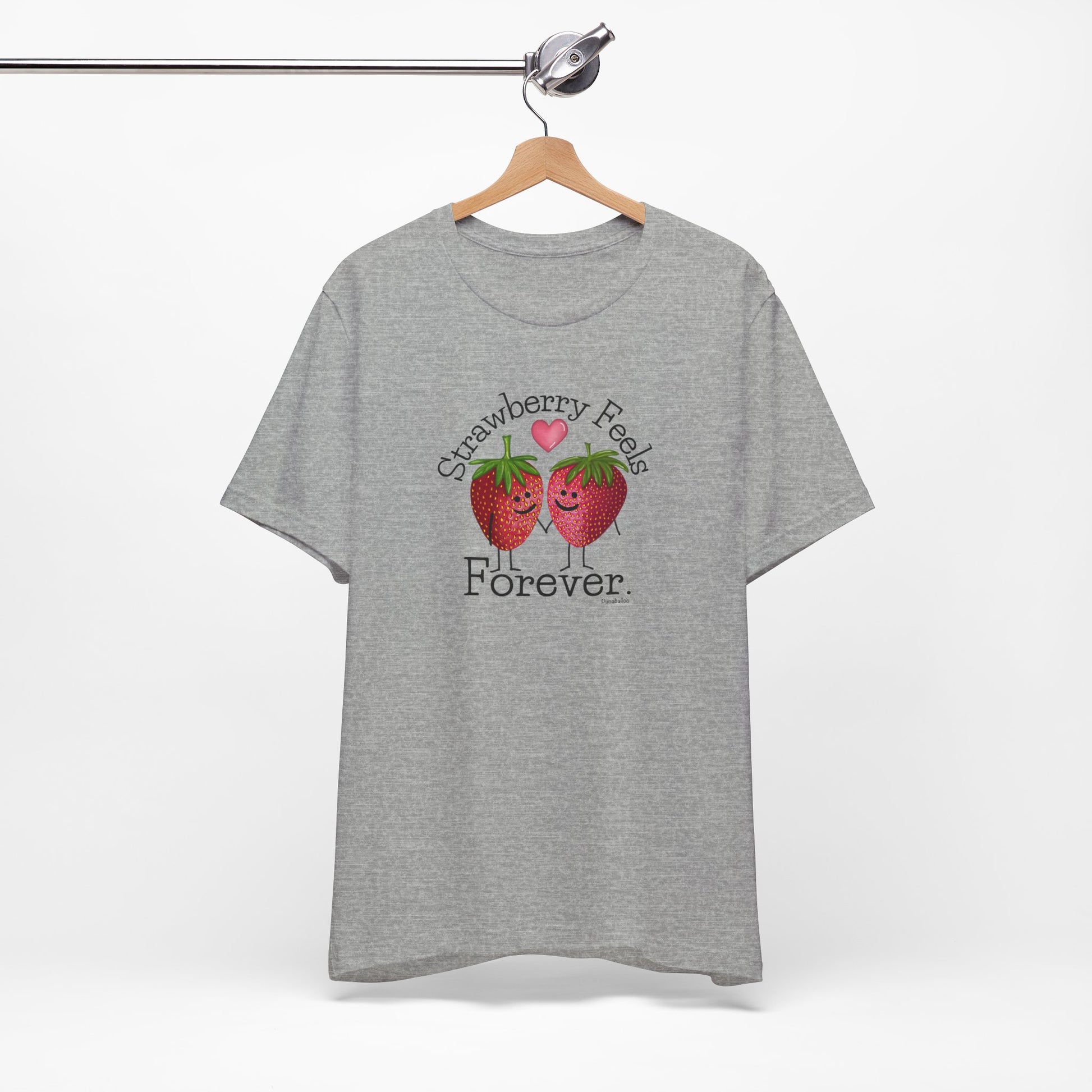 Strawberry Feels Forever Adult Unisex Strawberry Pun Short Sleeve T-Shirt - Athletic Heather - Punaballoo