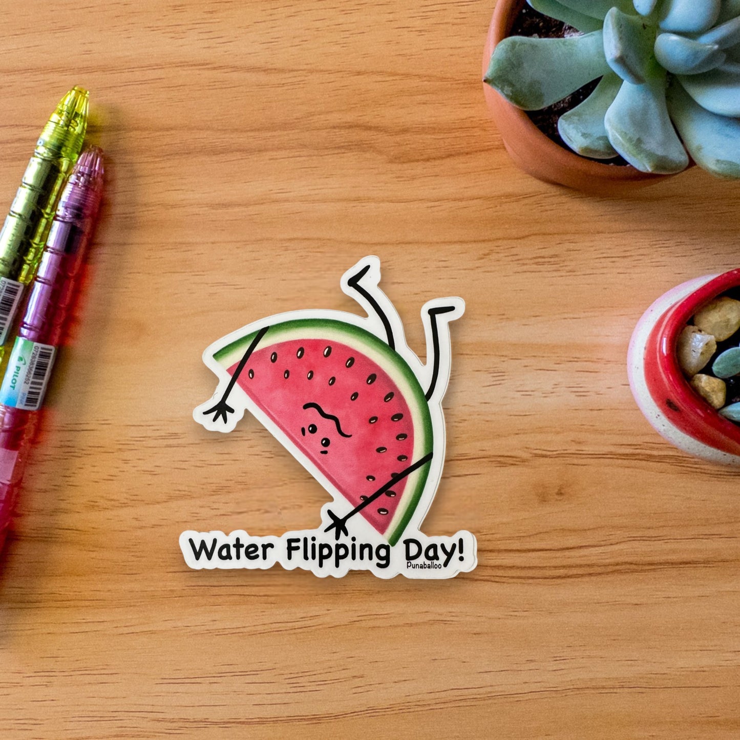 Water Flipping Day 3" Watermelon Pun Sticker - Punaballoo