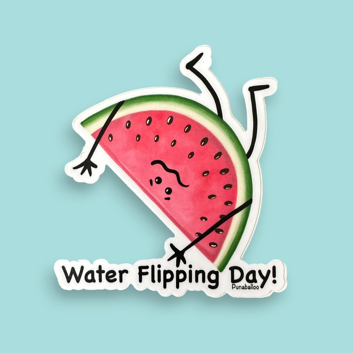 Water Flipping Day 3" Watermelon Pun Sticker - Punaballoo