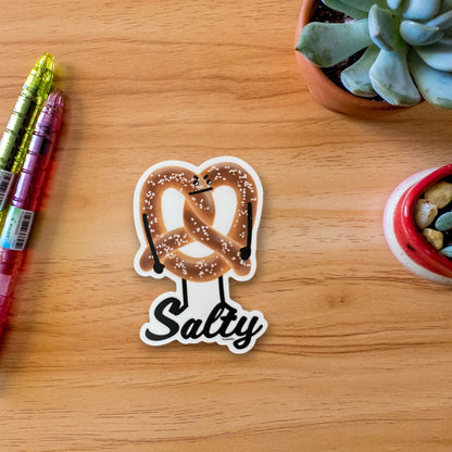 Salty 3" Vinyl Pretzel Pun Decal - Punaballoo