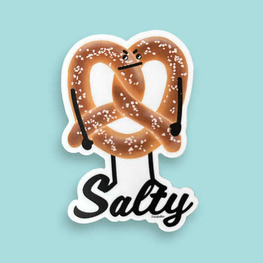 Salty 3" Vinyl Pretzel Pun Decal - Punaballoo