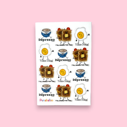 4"x6" Breakfast Pun Sticker Pack - Punaballoo