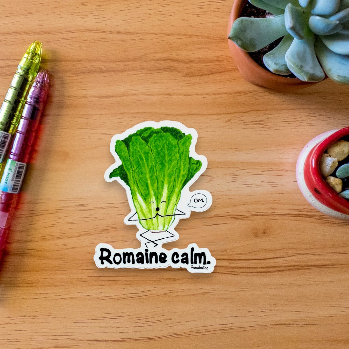 Romaine Calm 3" Vinyl Romaine Lettuce Pun Sticker - Punaballoo