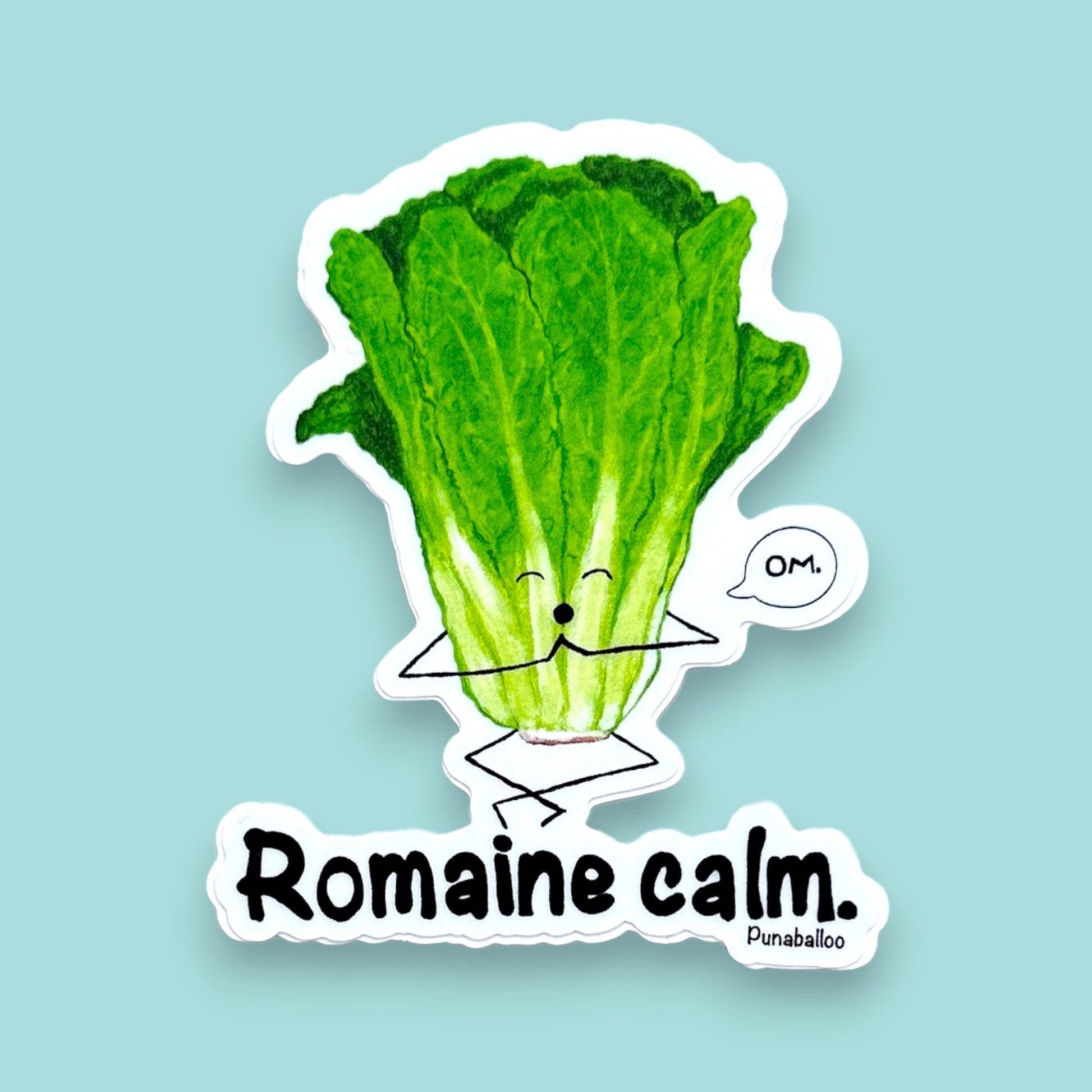 Romaine Calm 3" Vinyl Romaine Lettuce Pun Sticker - Punaballoo