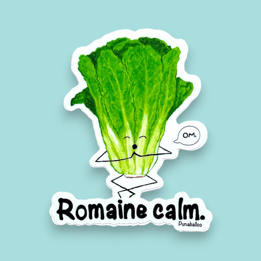 Romaine Calm 3" Vinyl Romaine Lettuce Pun Sticker - Punaballoo