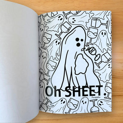 Oh Sheet ghost pun coloring page from Romaine Colorful adult coloring book