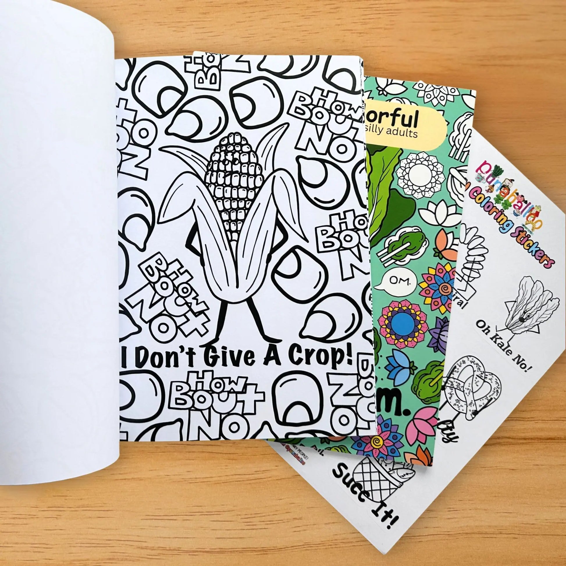 I Don’t Give a Crop corn pun coloring page from adult coloring book bundle