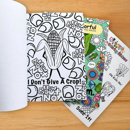I Don’t Give a Crop corn pun coloring page from adult coloring book bundle