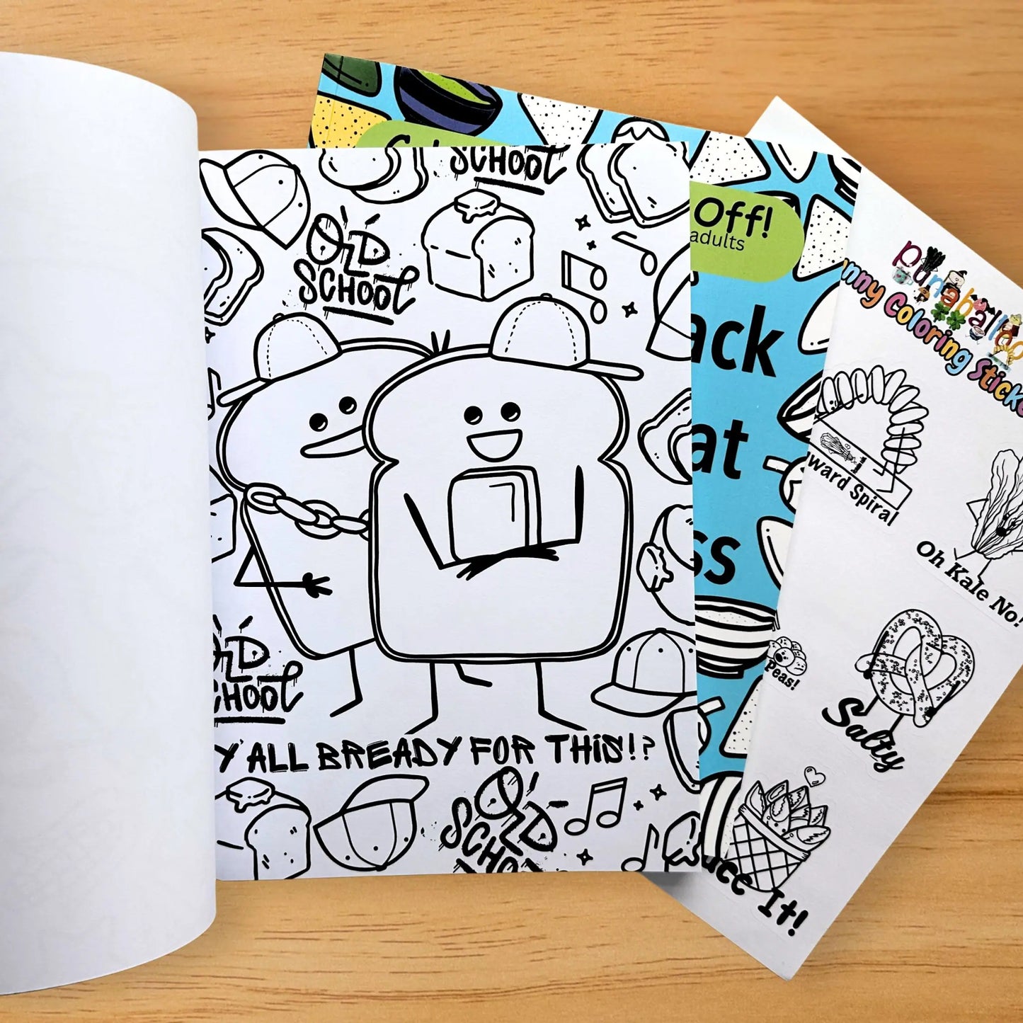 Y’all Bready For This bread pun coloring page from adult coloring book bundle