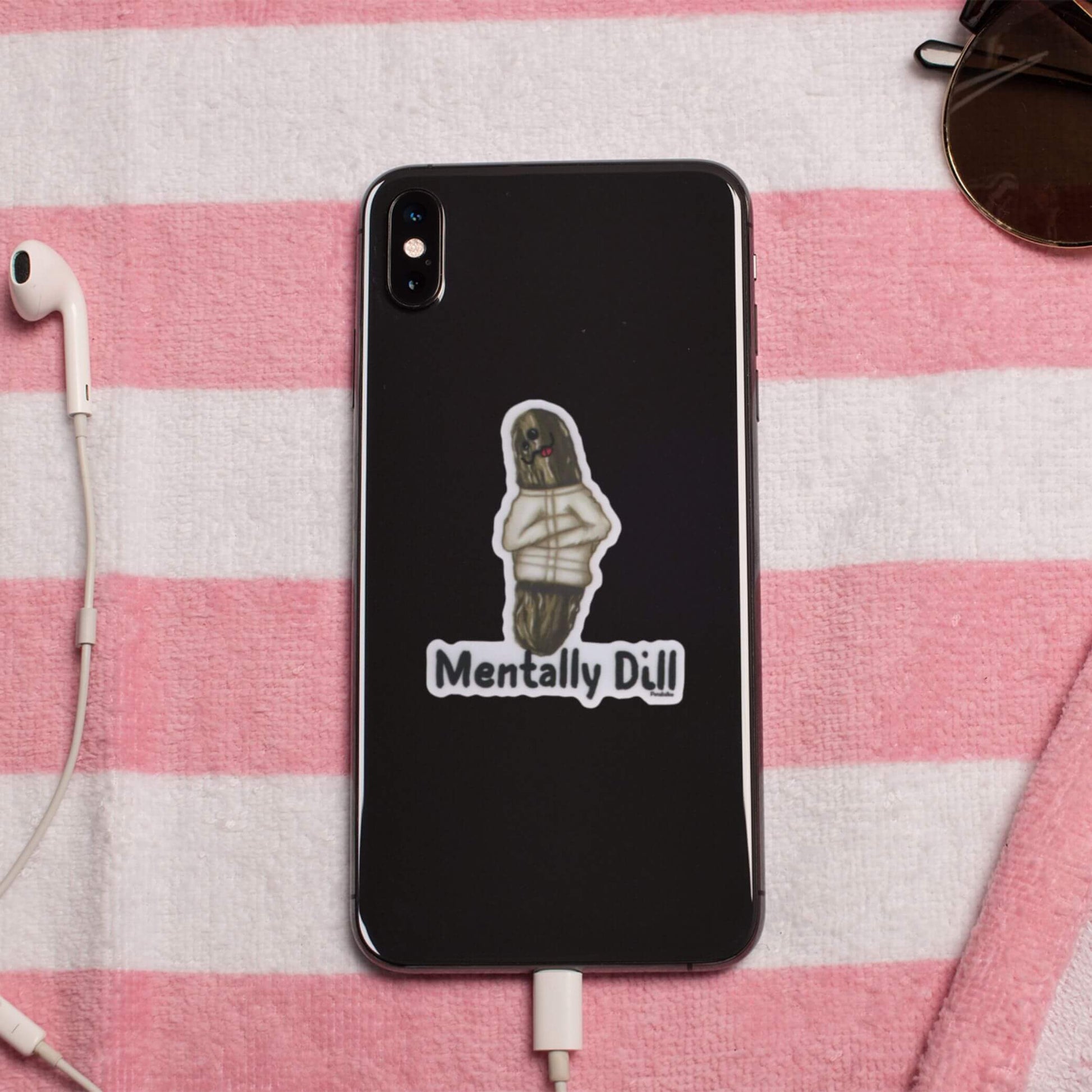 Mentally Dill Pickle Sticker – Funny Mental Health Pun Vinyl Decal (3) – Waterproof Wellness Gift