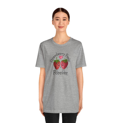 Strawberry Feels Forever Adult Unisex Strawberry Pun Short Sleeve T-Shirt - Athletic Heather - Punaballoo