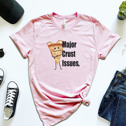 Major Crust Issues Pizza T-Shirt | Funny Unisex Graphic Tee | Pizza Lover Gift | Adult Casual Shirt | Foodie Humor Shirt | Bite Taken Pizza Tee