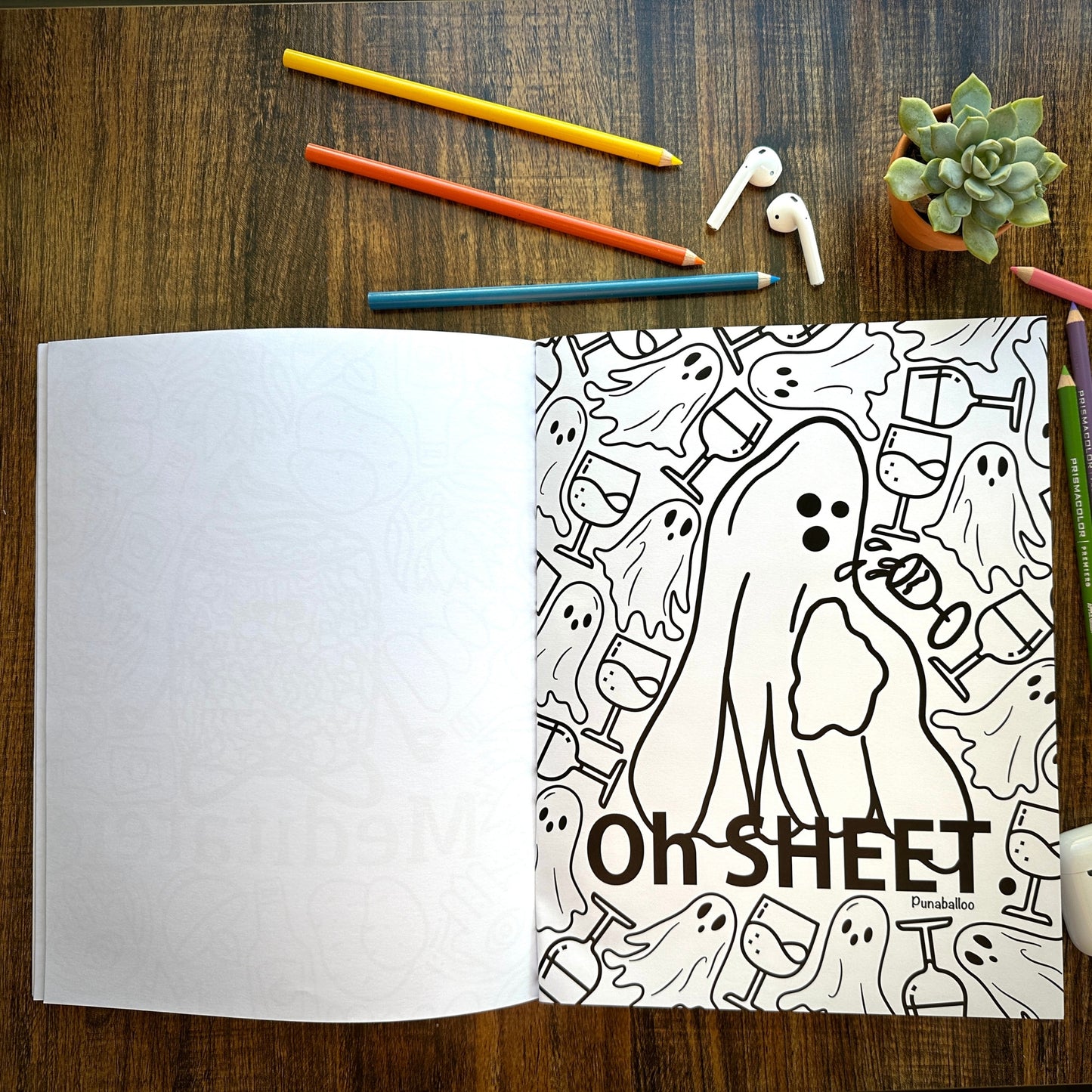 Punny gifts for adults - food puns coloring book sample page