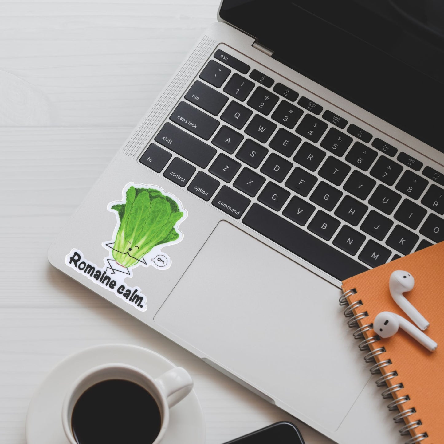 Romaine Calm Lettuce Pun Sticker – 3″ Weatherproof Vinyl, Funny Vegetable Pun Decal