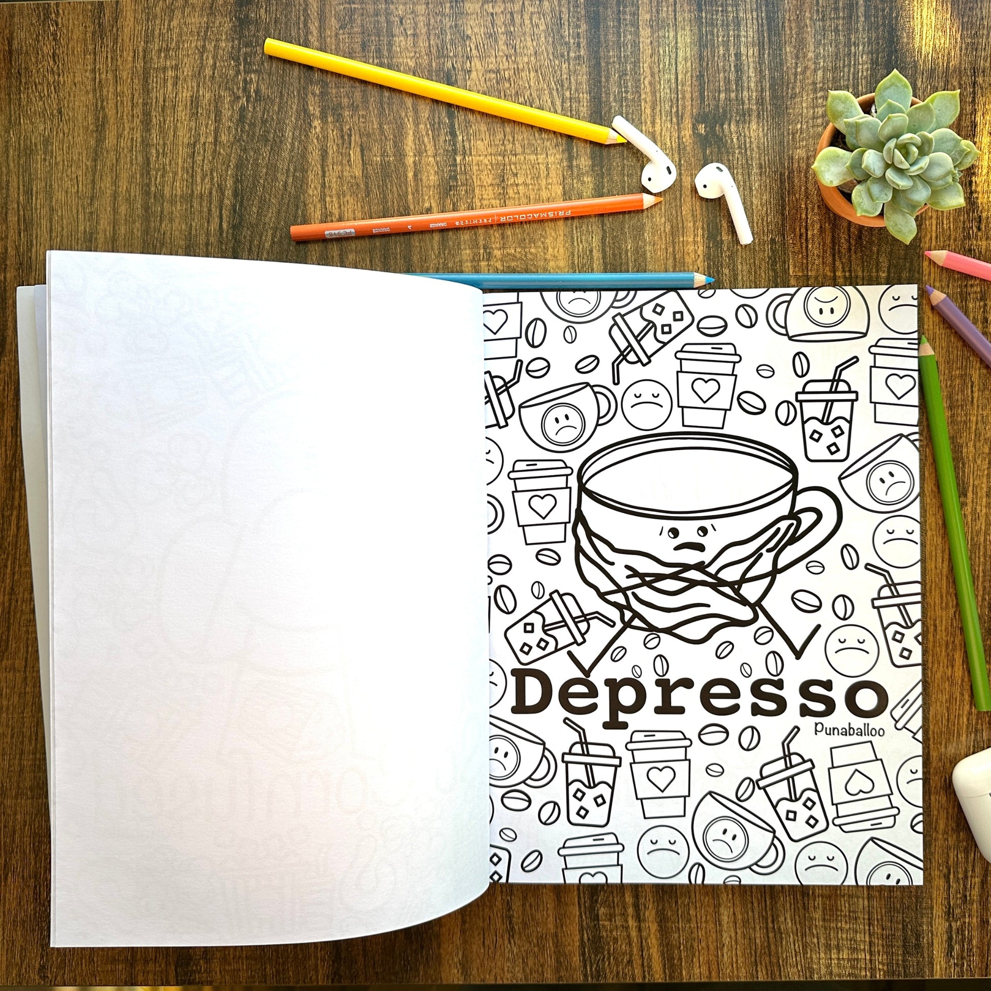 Self care coloring book featuring 32 original food puns and veggie jokes