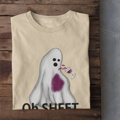 Soft cream Oh Sheet ghost shirt with spilled red wine design
