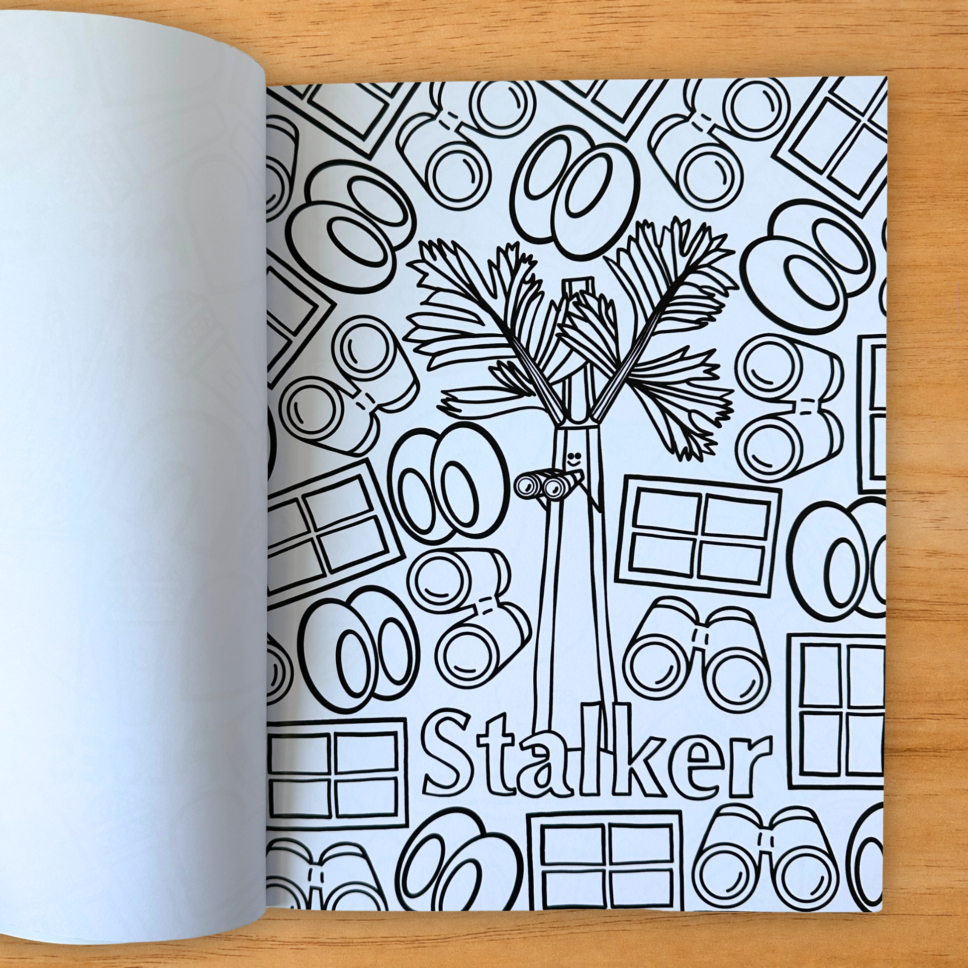 Stalker celery pun coloring page from adult coloring book