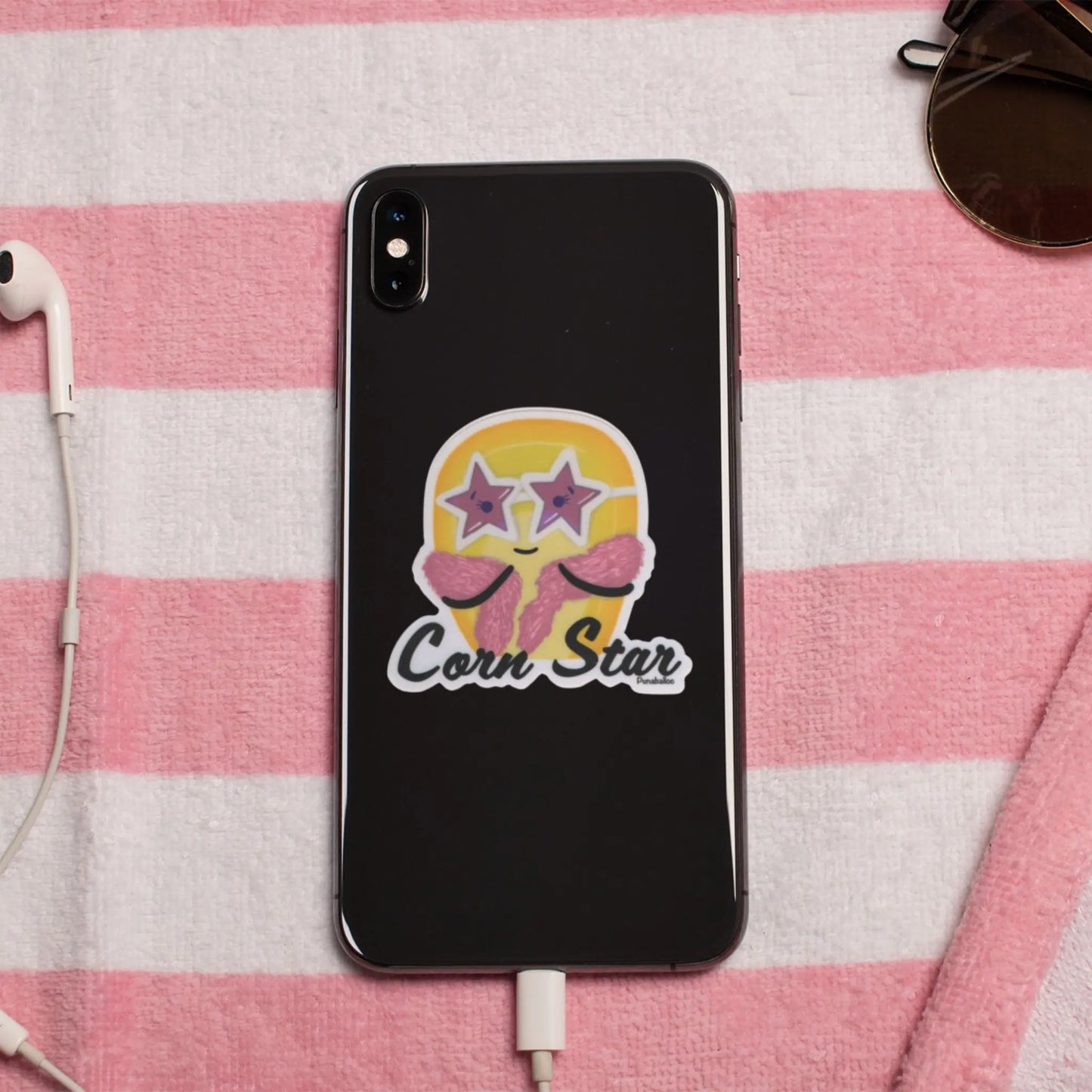Funny Corn Pun Sticker | Silly Water Bottle Sticker | Corn Star