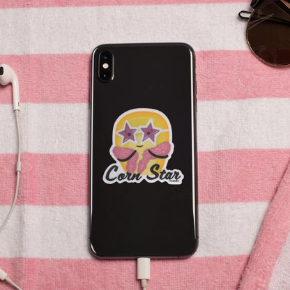 Funny Corn Pun Sticker | Silly Water Bottle Sticker | Corn Star